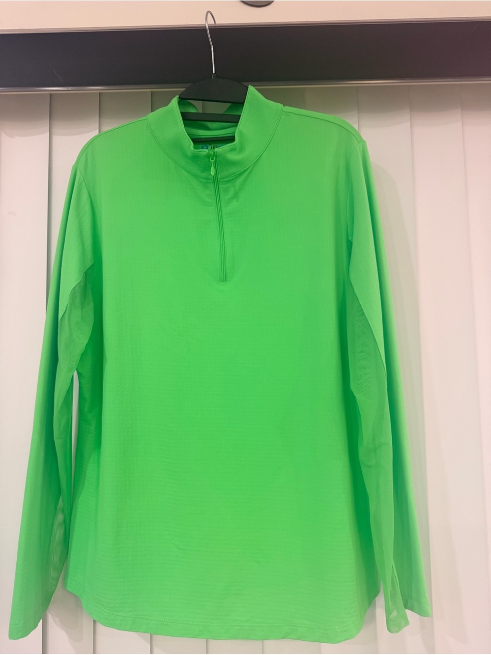 IBKUL Long Sleeve Women’s Lime Green 1/4 Zip Mock Neck UPF 50+ Golf/Sun Top - XL